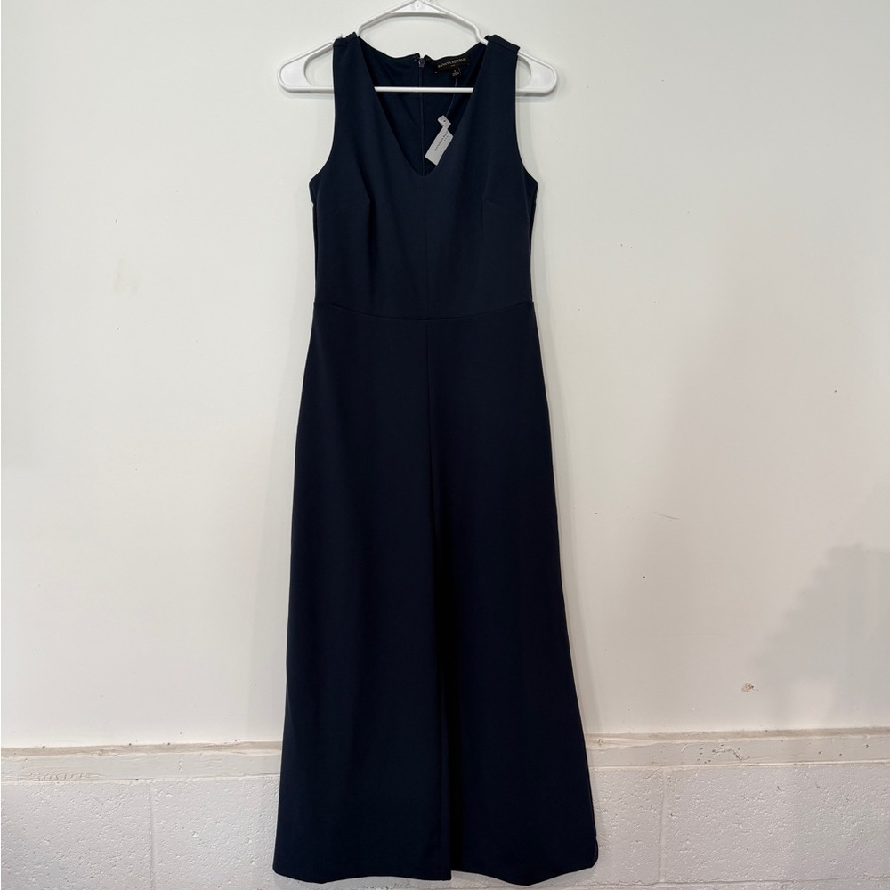 Banana Republic Navy V-Neck Wide-Leg Culotte Jumpsuit